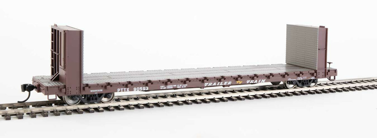 Walthers Mainline 910-5820 60' Pullman Bulkhead Flatcar Trailer Train PTTX 90593