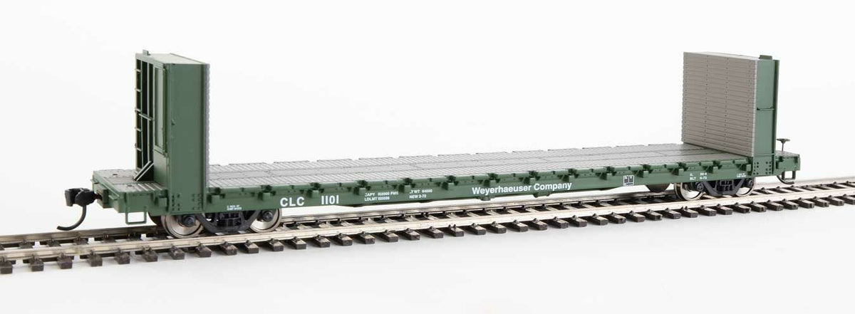 Walthers Mainline 910-5825 60' Pullman Bulkhead Flatcar Weyerhauser CLC 1101