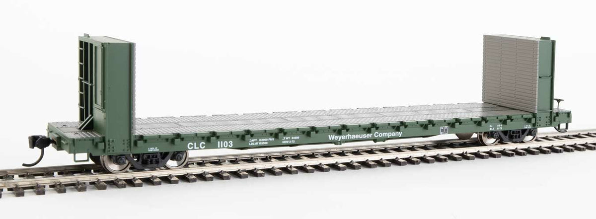 Walthers Mainline 910-5826 60' Pullman Bulkhead Flatcar Weyerhauser CLC 1103