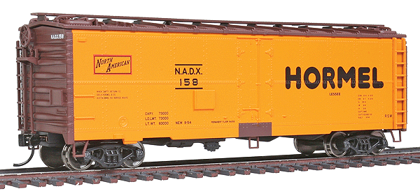  Walthers 910-3502 HO Scale 40' Steel Meat Reefer, Hormel NADX #158
