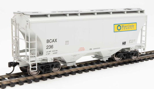  Walthers 910-7566 HO 39' Trinity 3281 2 Bay Covered Hopper Blue Circle Cement BCAX 236