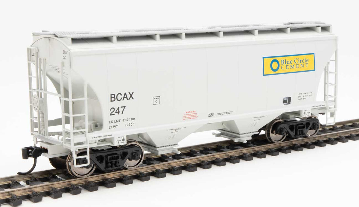  Walthers 910-7567 HO 39' Trinity 3281 2 Bay Covered Hopper Blue Circle Cement BCAX 247