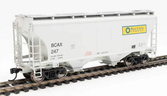  Walthers 910-7567 HO 39' Trinity 3281 2 Bay Covered Hopper Blue Circle Cement BCAX 247