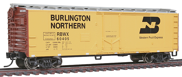  Walthers 910-1553 HO 40' Boxcar Burlington Northern / Western Fruit Express RBWX #60405