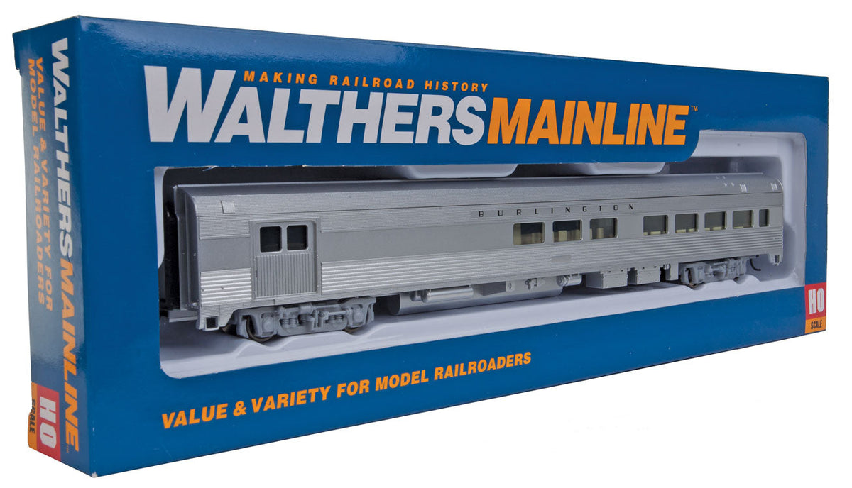  Walthers Mainline 910-30053 HO Scale 85' Budd Baggage Lounge Burlington CB&Q