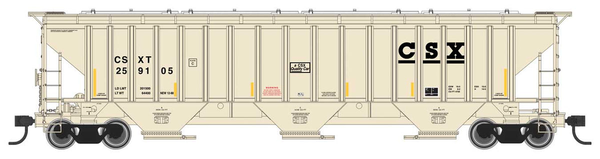 Walthers Mainline 910-49010 HO Scale 57' Trinity 4750 3-Bay Covered Hopper CSX 259389