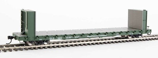  Walthers Mainline 910-5826 60' Pullman Bulkhead Flatcar Weyerhauser CLC 1103