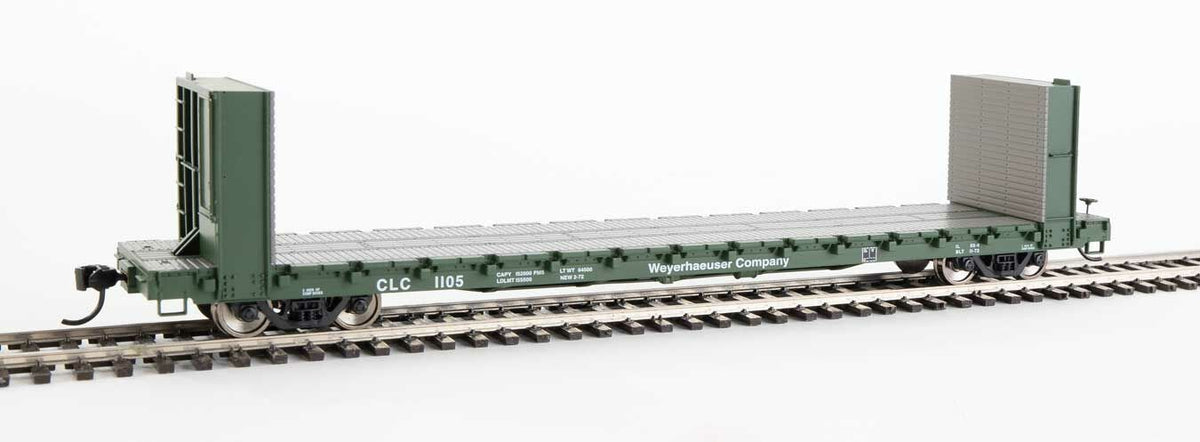  Walthers Mainline 910-5827 60' Pullman Bulkhead Flatcar Weyerhauser CLC 1105