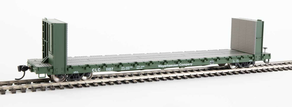  Walthers Mainline 910-5828 60' Pullman Bulkhead Flatcar Weyerhauser CLC 1107