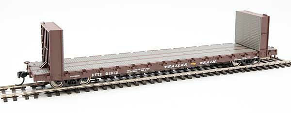  Walthers Mainline 910-5846 60' Pullman Bulkhead Flatcar Trailer Train "Brown" PTTX 91921