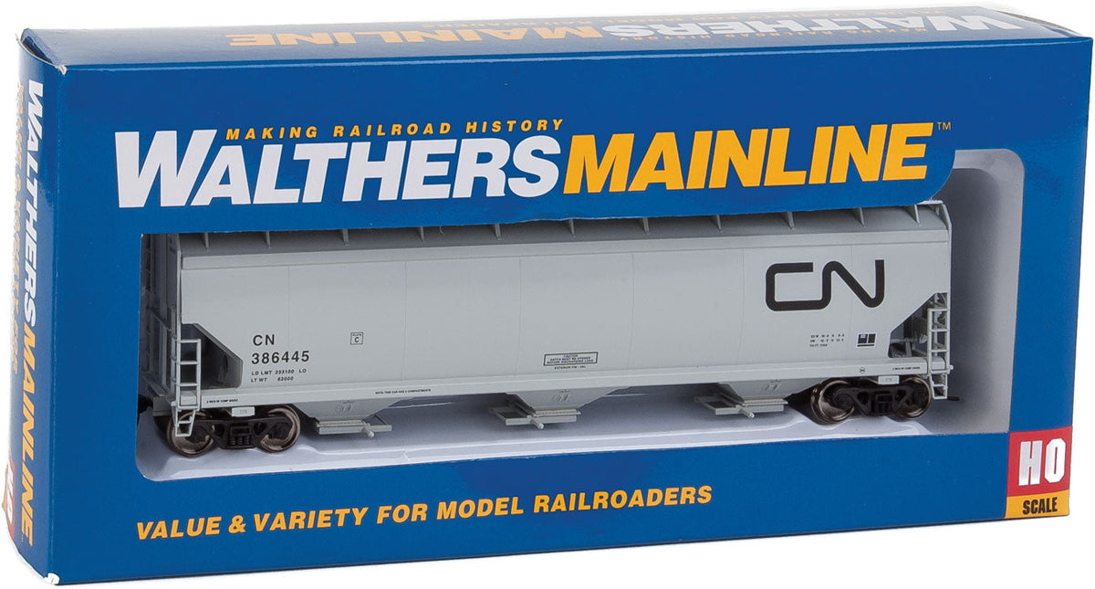  Walthers Mainline 910-7632 HO Scale 60' NSC 5150 3 Bay Covered Hopper Canadian National CN 386445