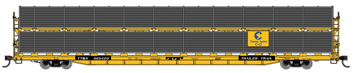  Walthers Mainline 910-8107 HO Scale 89' Bi-Level Shielded Auto Rack Chessie C&O 965444