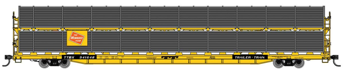  Walthers Mainline 910-8119 HO Scale 89' Bi-Level Shielded Auto Rack Milwaukee Road MILW 941676