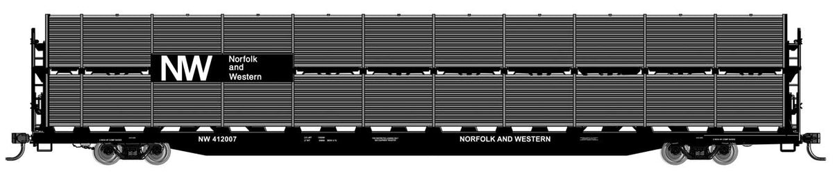  Walthers Mainline 910-8123 HO Scale 89' Bi-Level Shielded Auto Rack Norfolk & Western NW 412042